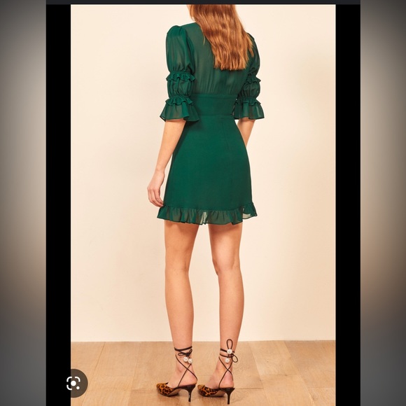 NWT Reformation Laurelei Emerald Mini Dress - Picture 4 of 13